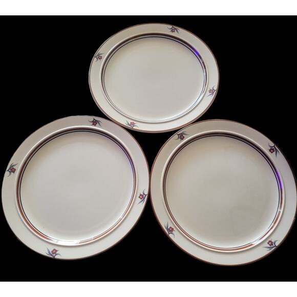Vintage Cellar Dinner Plates Perimeter Rust Navy White made for Macy's Set of 3 - Picture 5 of 8